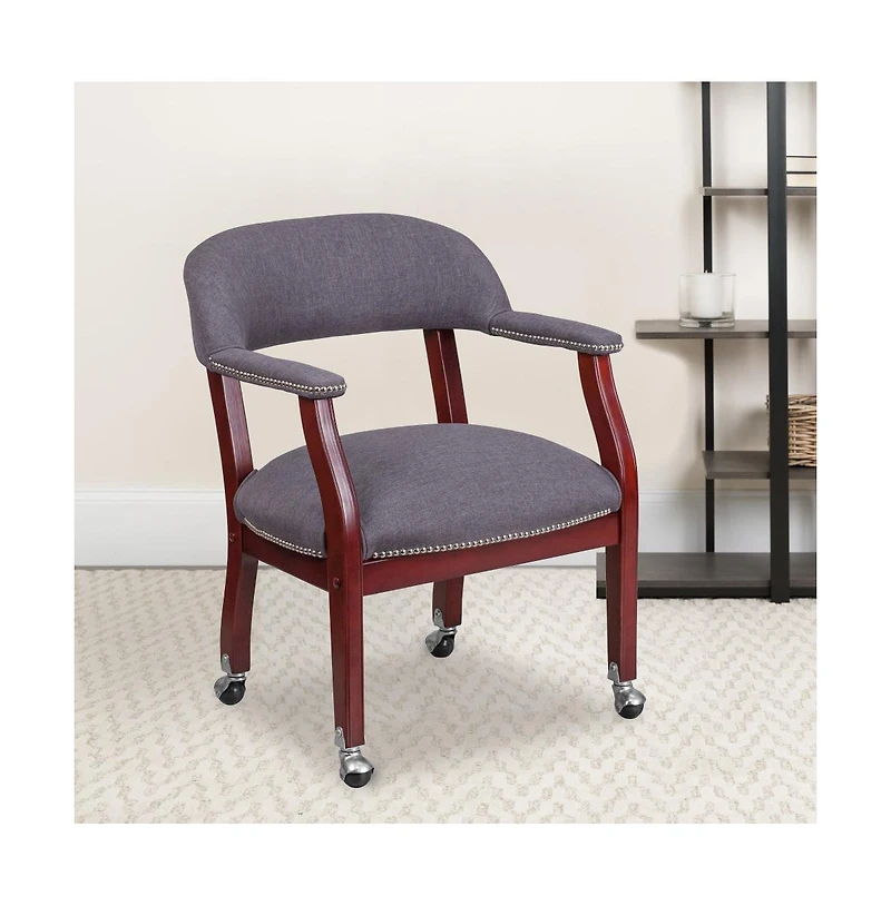 Emma+Oliver Conference Chair With Accent Nail Trim And Casters