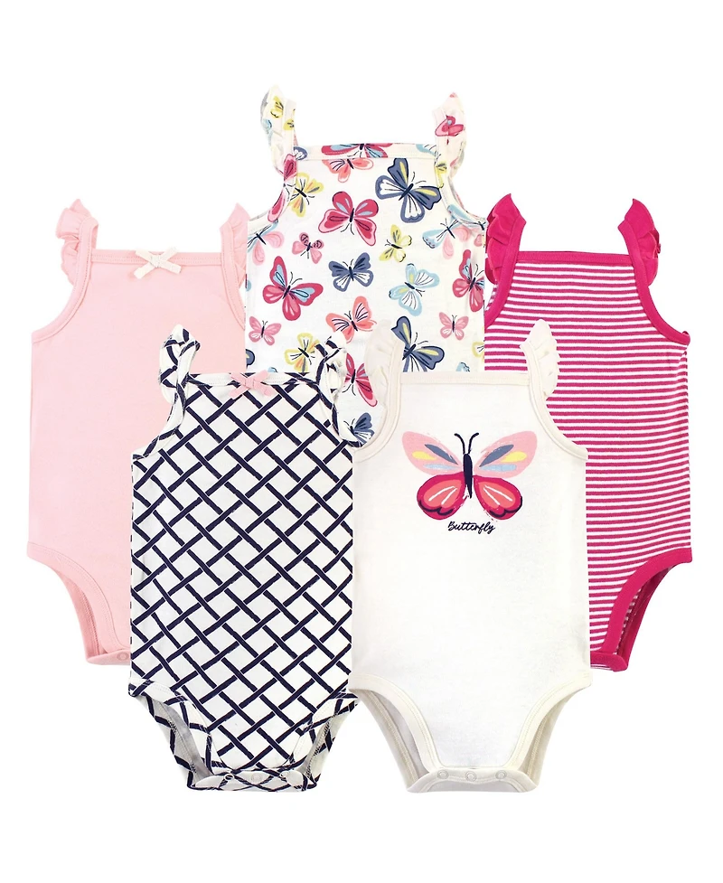 Touched by Nature Baby Girls 5Pk Organic Sleeveless Bodysuits