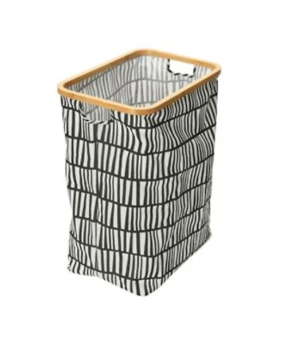 Household Essentials Bamboo Rimmed Rectangular Krush Container Hamper With Cutout Handles