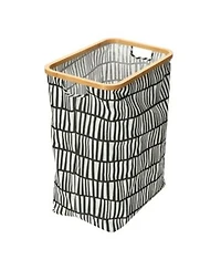 Household Essentials Bamboo Rimmed Rectangular Krush Container Hamper With Cutout Handles