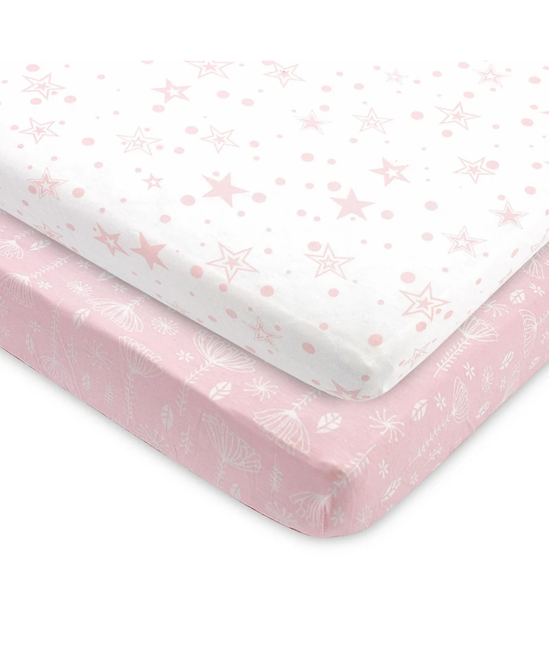 Bublo Baby Pack and Play Fitted Sheet, Portable Pack N Plays Mini Crib Sheets, 2 Pack Play Sheets, 100% Jersey Cotton Playard Sheets
