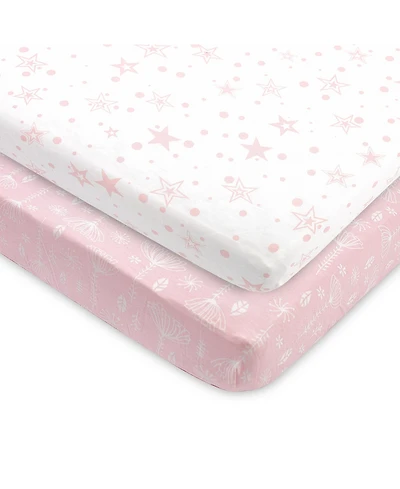 Bublo Baby Pack and Play Fitted Sheet, Portable Pack N Plays Mini Crib Sheets, 2 Pack Play Sheets, 100% Jersey Cotton Playard Sheets
