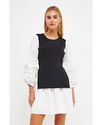 English Factory Women's Mixed Media Mini Dress