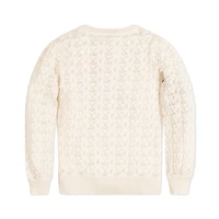 Hope & Henry Baby Girls Long Balloon Sleeve Pointelle Pullover Sweater