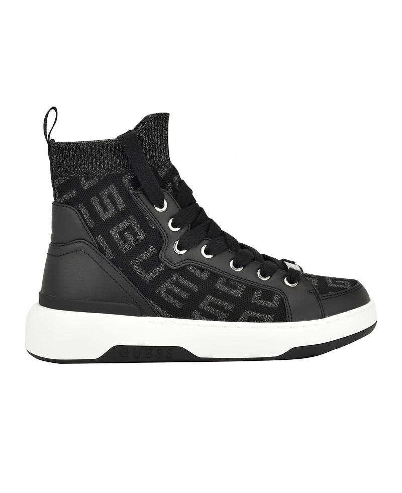 Guess Women's Mannen Knit Hi-Top Lace-Up Fashion Sneakers