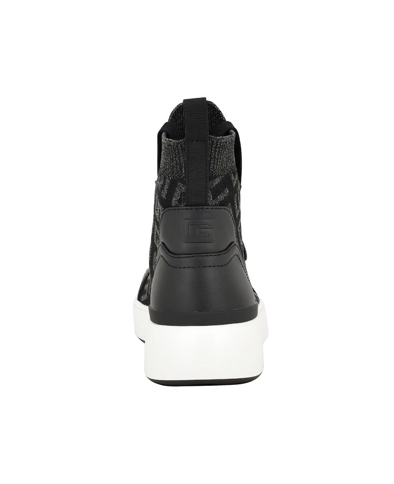 Guess Women's Mannen Knit Hi-Top Lace-Up Fashion Sneakers