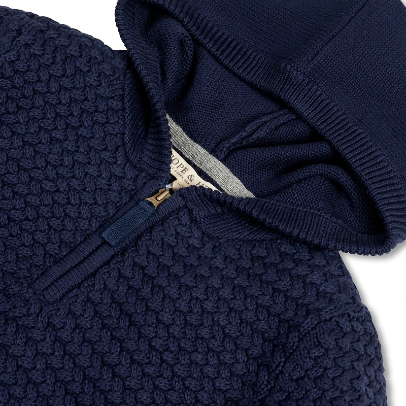 Hope & Henry Baby Boys Long Sleeve Hooded Half Zip Sweater