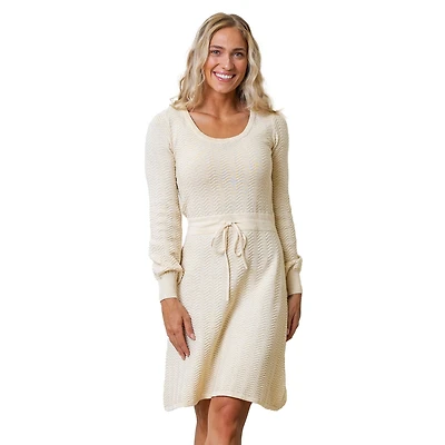Hope & Henry Women's Long Balloon Sleeve Scoop Neck Sweater Dress
