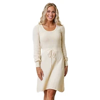 Hope & Henry Women's Long Balloon Sleeve Scoop Neck Sweater Dress