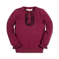 Hope & Henry Baby Girls Long Sleeve Ruffle Sweater Henley