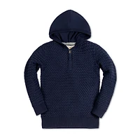 Hope & Henry Boys Organic Long Sleeve Hooded Half Zip Sweater