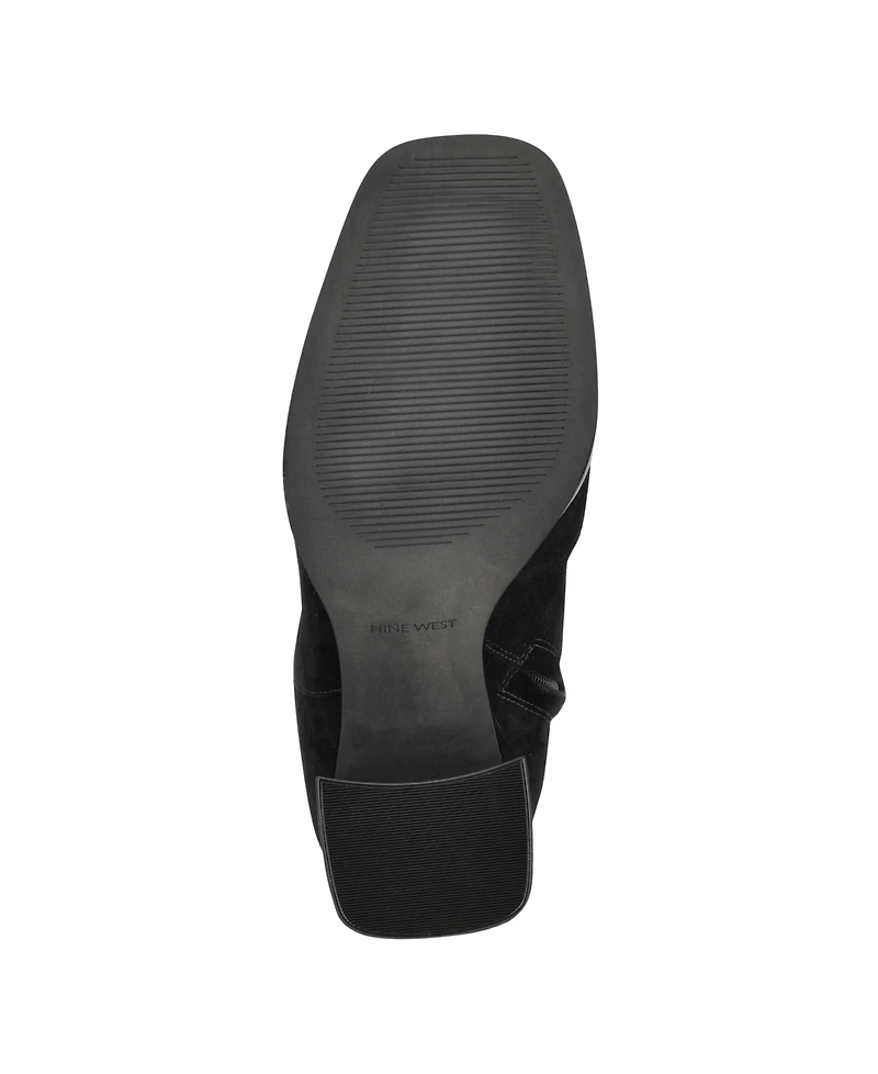 Nine West Women's Temas Square Toe Block Heel Dress Boots