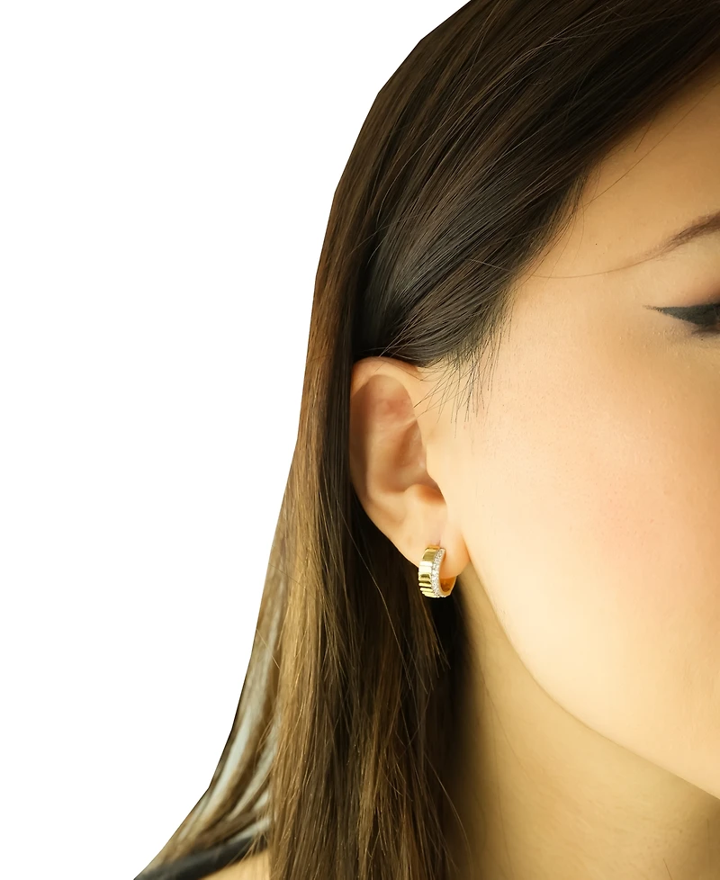 Audrey by Aurate Diamond Edge Small Huggie Hoop Earrings (1/6 ct. t.w.) in Gold Vermeil, Created for Macy's
