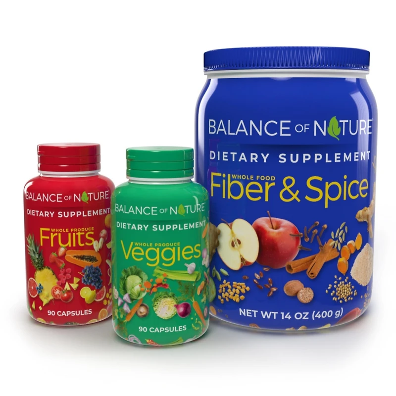 Balance of Nature Whole Health System - Whole Food Fruits & Veggies and Fiber & Spice Supplements