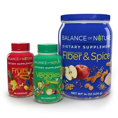 Balance of Nature Whole Health System - Whole Food Fruits & Veggies and Fiber & Spice Supplements