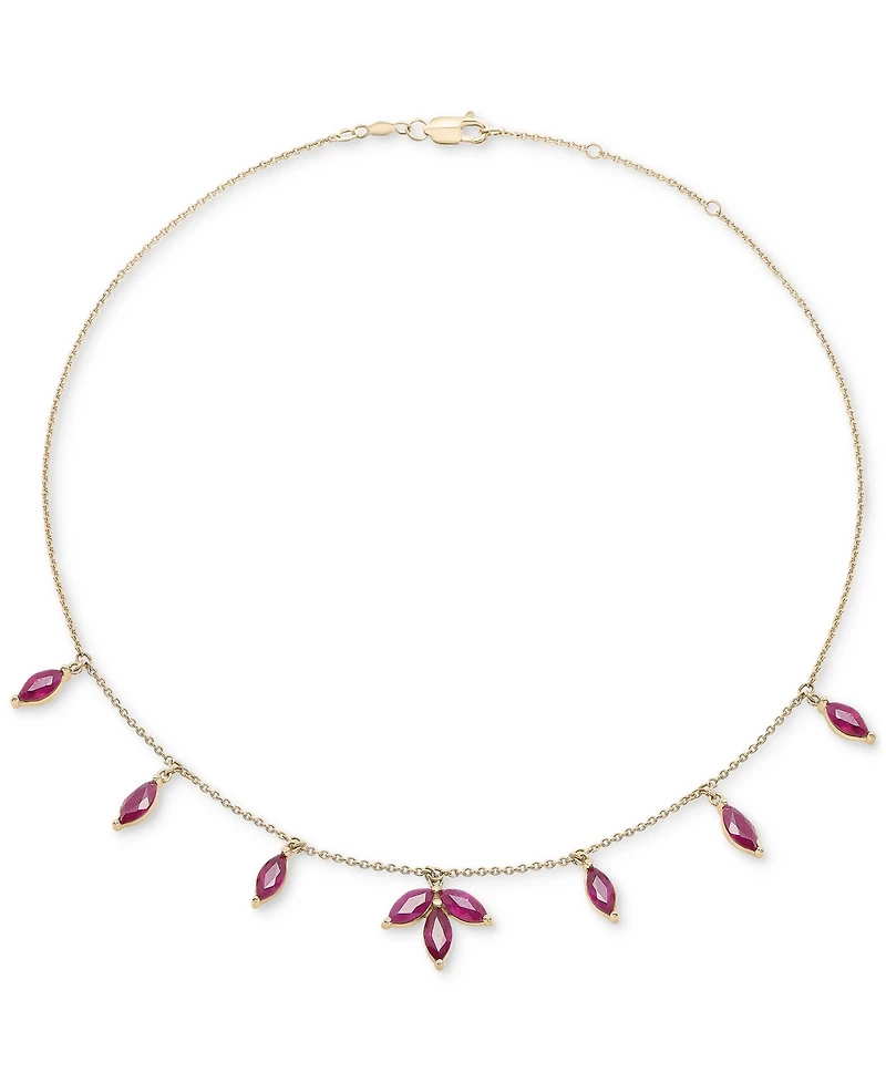Lab-Grown Ruby Marquise Dangle Ankle Bracelet (2-1/4 ct. t.w.) in 14k Gold-Plated Sterling Silver