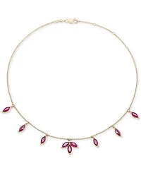 Lab-Grown Ruby Marquise Dangle Ankle Bracelet (2-1/4 ct. t.w.) in 14k Gold-Plated Sterling Silver