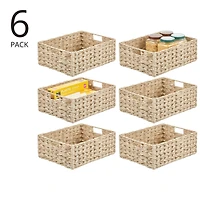 mDesign Woven Farmhouse Kitchen Pantry Storage Basket Box, Large - 6 Pack, Cream/Beige
