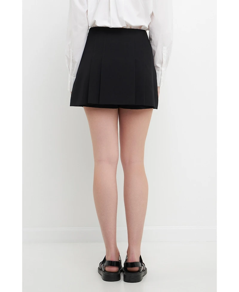 English Factory Women's Pleated Mid Rise Skorts