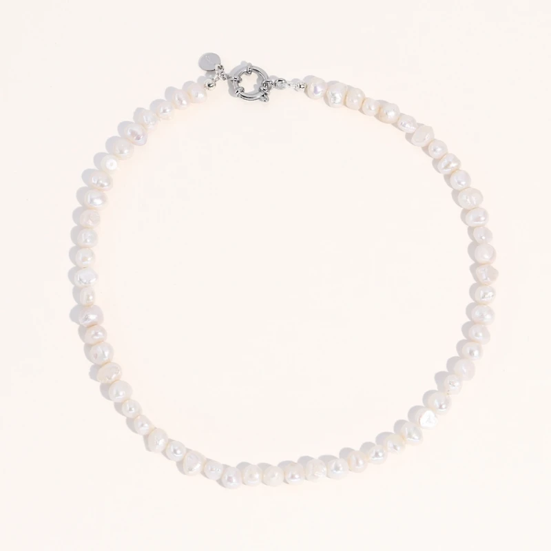 18K Silver Plated Freshwater Pearls -Jackie Essential Pearl Necklace S16" For Women