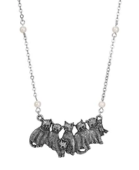 2028 Acrylic Imitation Pearl Chain Necklace with Multi Cat Necklace