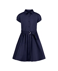 Nautica Big Girls Uniform Belted Poplin Shirt Dress