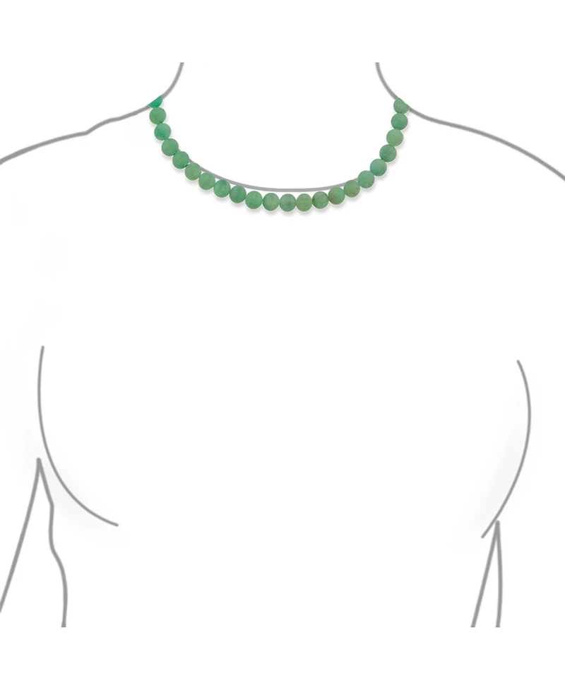 Bling Jewelry Plain Simple Smooth Classic Matte Moss Green Natural Aventurine Round 10MM Bead Strand Necklace Silver Plated Toggle Clasp
