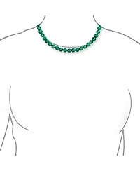 Bling Jewelry Plain Simple Dark Forrest Green Imitation Synthetic Malachite Round 10MM Bead Strand Necklace Silver Plated Clasp