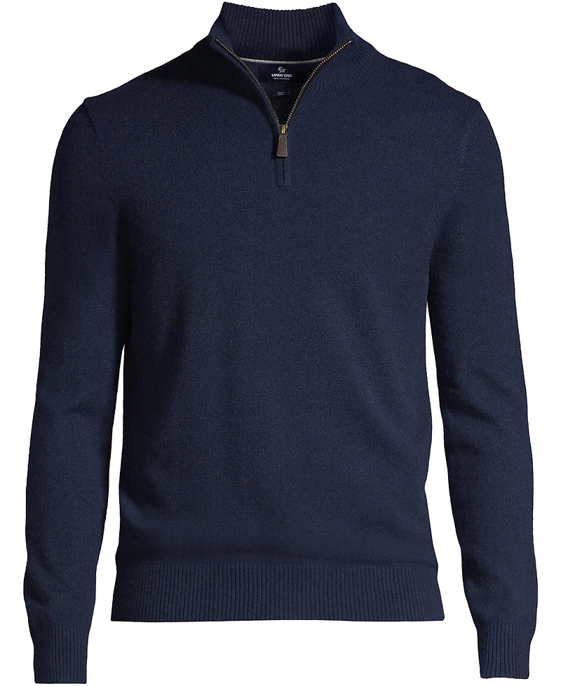 Lands' End Men's Fine Gauge Cashmere Quarter Zip Sweater