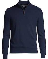 Lands' End Men's Fine Gauge Cashmere Quarter Zip Sweater