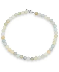 Bling Jewelry Plain Simple Very Light Aqua Multi Shades Natural Aquamarine Round 10mm Bead Strand Necklace For Women Silver Plated Clasp