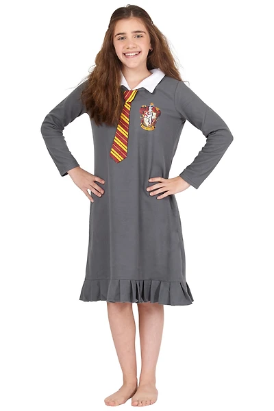 Harry Potter Girls Hermione Granger Uniform Tie Fleece Pajama Nightgown