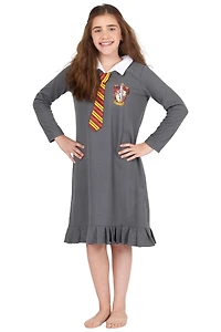 Harry Potter Girls Hermione Granger Uniform Tie Fleece Pajama Nightgown