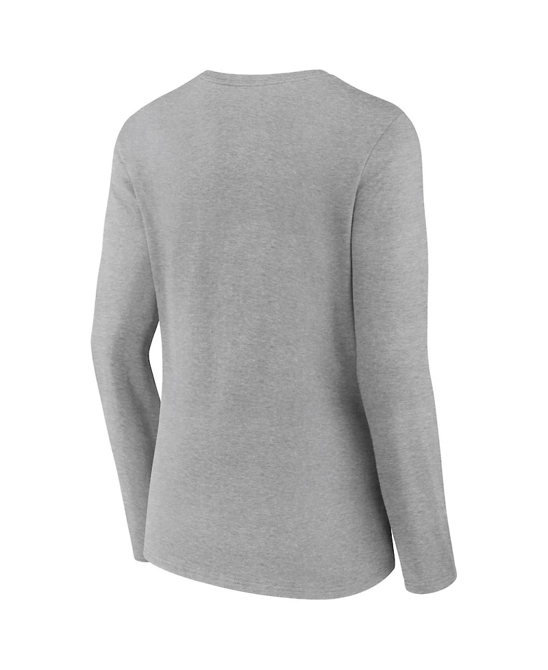 Women's Fanatics Heather Gray Vegas Golden Knights 2023 Stanley Cup Champions Locker Room Long Sleeve V-Neck T-shirt