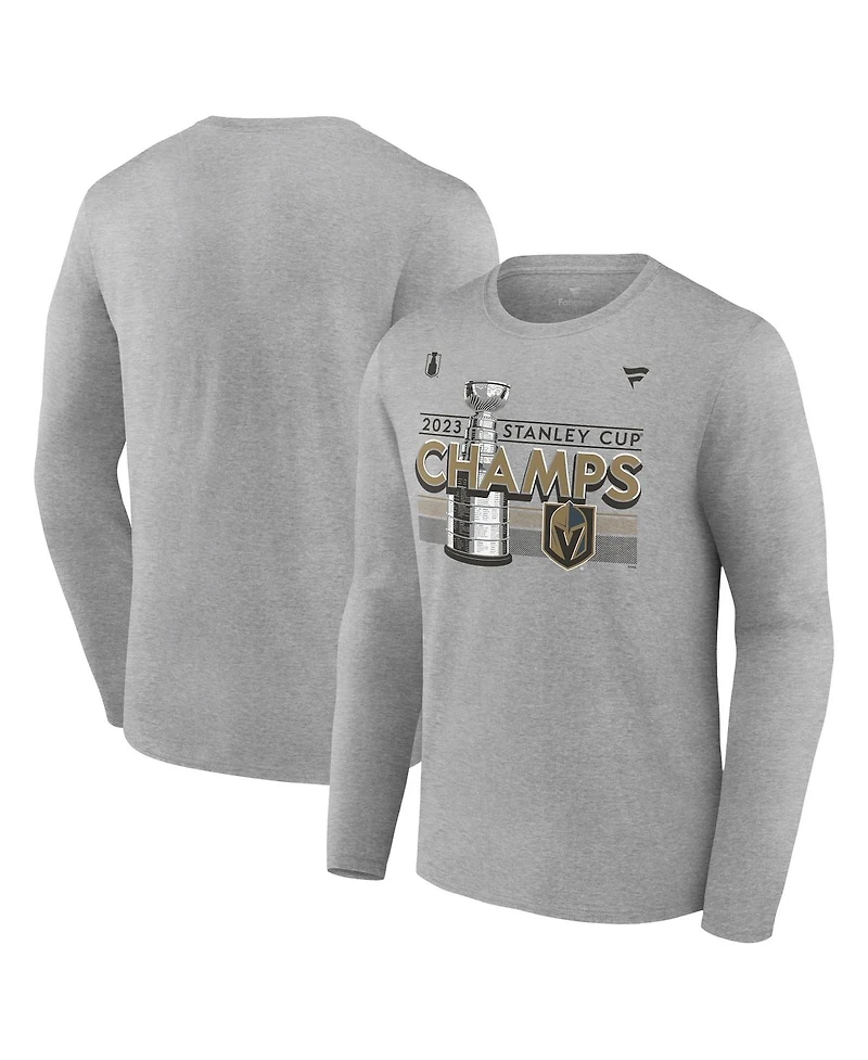 Men's Fanatics Heather Gray Vegas Golden Knights 2023 Stanley Cup Champions Locker Room Long Sleeve T-shirt
