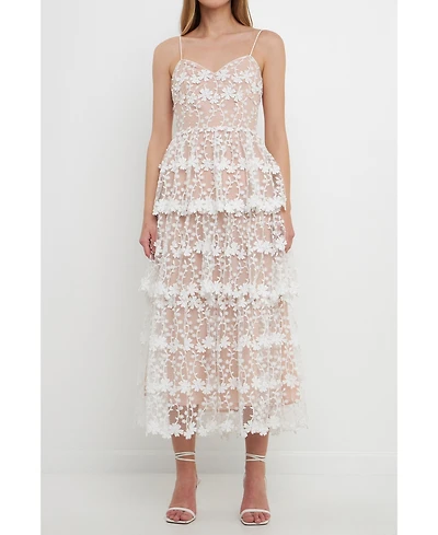 endless rose Women's Crochet Layered Midi Dress