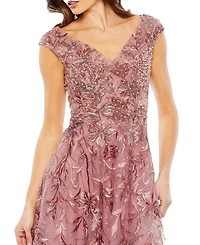 Mac Duggal Women's Sequin Gown with Embellished Hemline and Belt