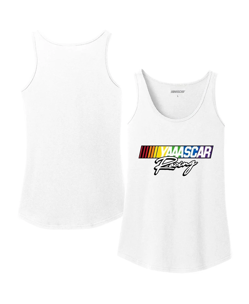 Women's Checkered Flag Sports White Nascar Logo Pride Tank Top