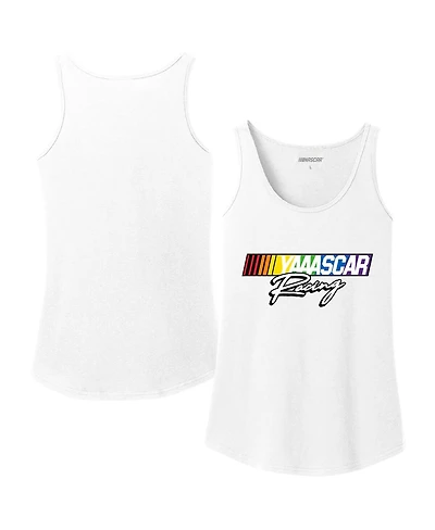 Women's Checkered Flag Sports White Nascar Logo Pride Tank Top