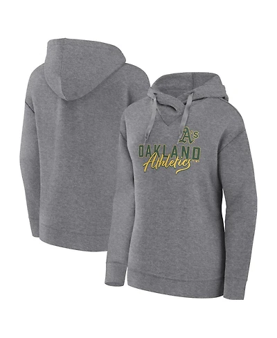 Women's Fanatics Heather Gray Oakland Athletics Script Favorite Pullover Hoodie