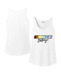 Women's Checkered Flag Sports White Nascar Logo Pride Tank Top