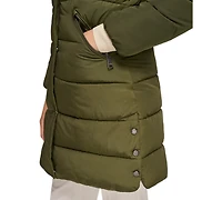 Calvin Klein Women's Faux-Sherpa Collar Hooded Stretch Puffer Coat, Created for Macy's