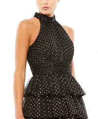 Mac Duggal Women's Layered Polka Dot Halter Cocktail Dress