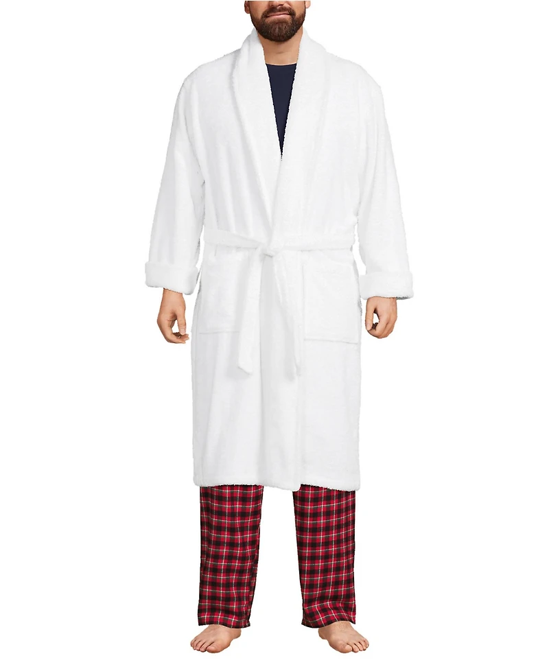 Lands' End Men's Calf Length Turkish Terry Robe