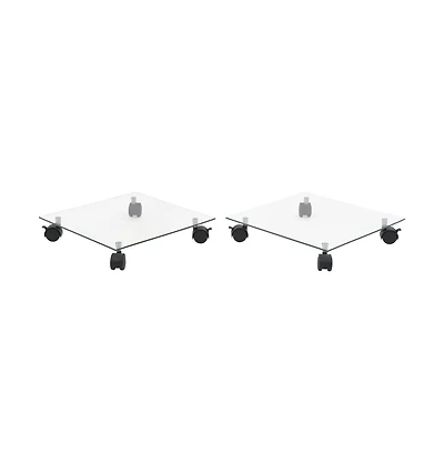 Plant Rollers 2 pcs Tempered Glass 13.8" x 13.8" Square
