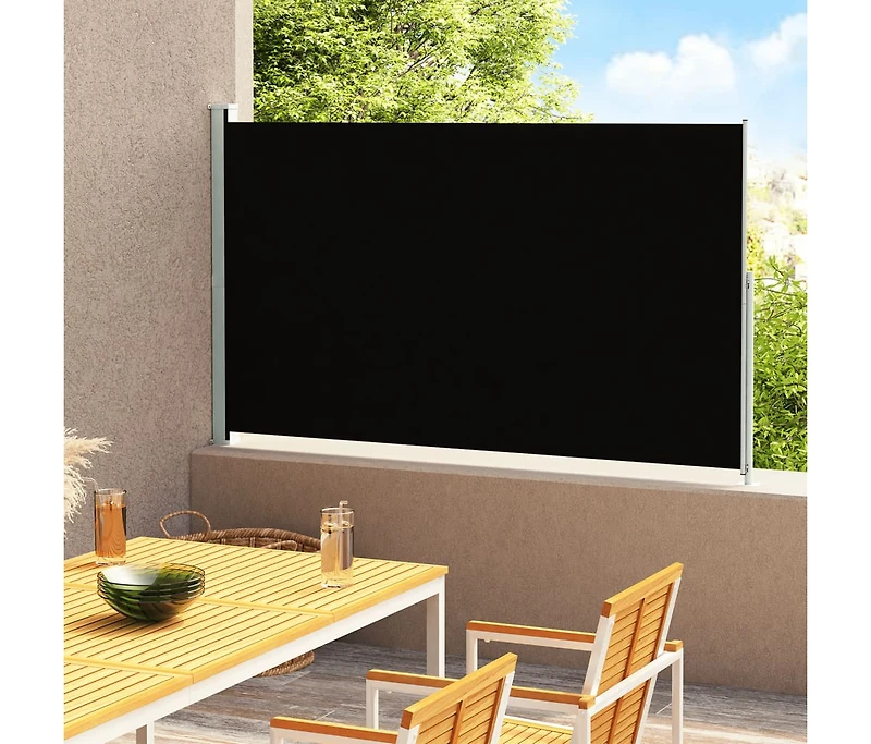 Patio Retractable Side Awning 70.9"x118.1" Black