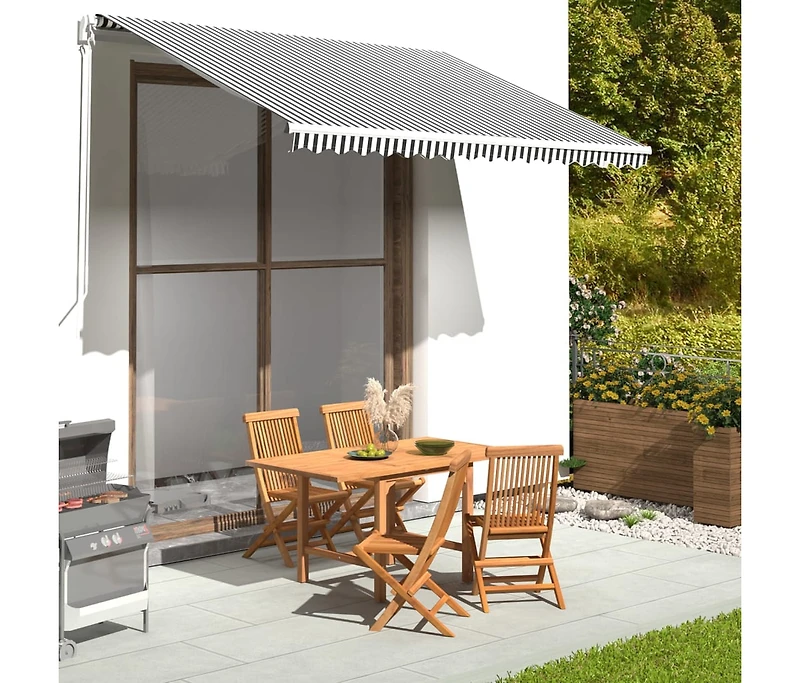 Replacement Fabric for Awning Anthracite and White 11.5'x8.2'