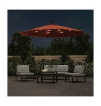 Cantilever Garden Parasol with Led Lights and Steel Pole Terracotta