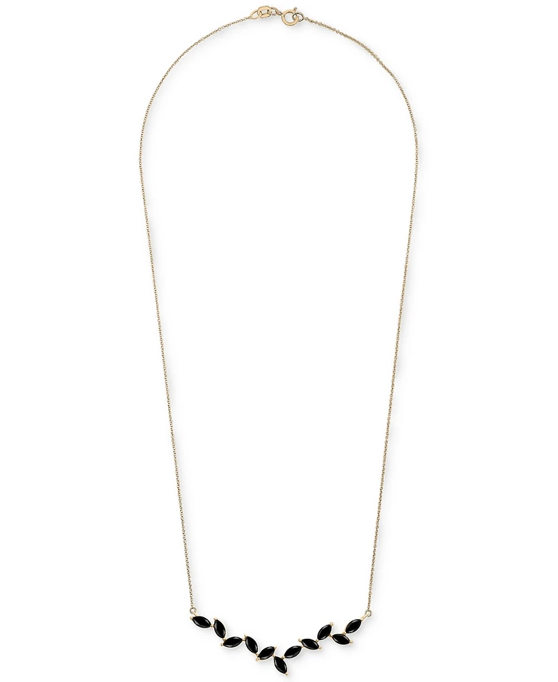 Onyx Marquise 17" Collar Necklace in 14k Gold-Plated Sterling Silver