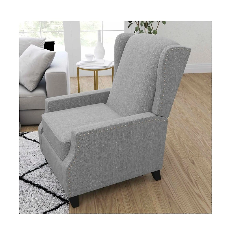 Mauro Contemporary Pushback Recliner With Accent Nail Trim-Wingback Manual